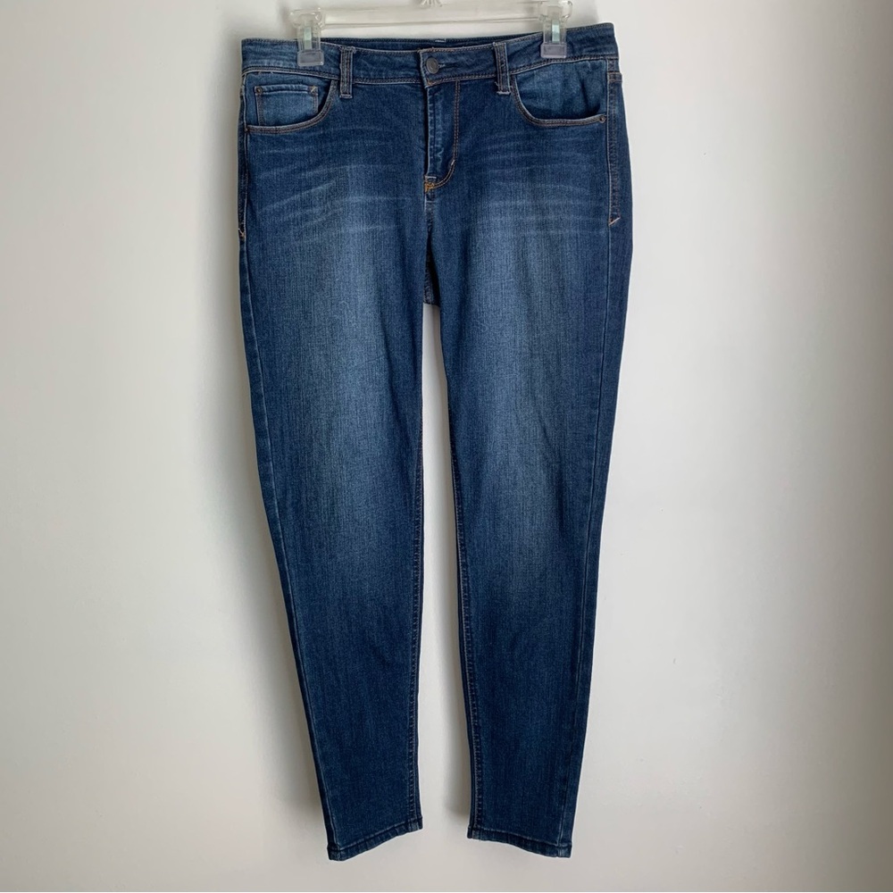 Kensie Dark Blue Effortless Ankle Mid Rise Skinny Jeans